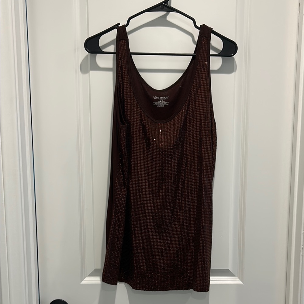 Lane Bryant Brown Sequin Sleeveless Tank Top